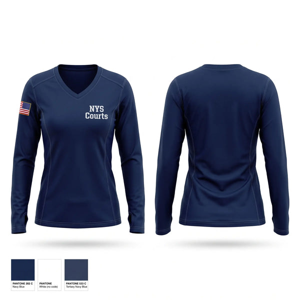 Womens Long Sleeve Vneck Shirt, NYS Courts, Police, Teamtime, Team time, sublimation, custom sports apparel, team uniforms, spirit wear, spiritwear, sports uniforms, custom shirts, team store, custom team store, fundraiser sports, apparel fundraiser