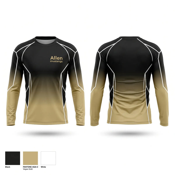 Long Sleeve Performance Shirt, Allen mustangs, Cheer, Teamtime, Team time, sublimation, custom sports apparel, team uniforms, spirit wear, spiritwear, sports uniforms, custom shirts, team store, custom team store, fundraiser sports, apparel fundraiser