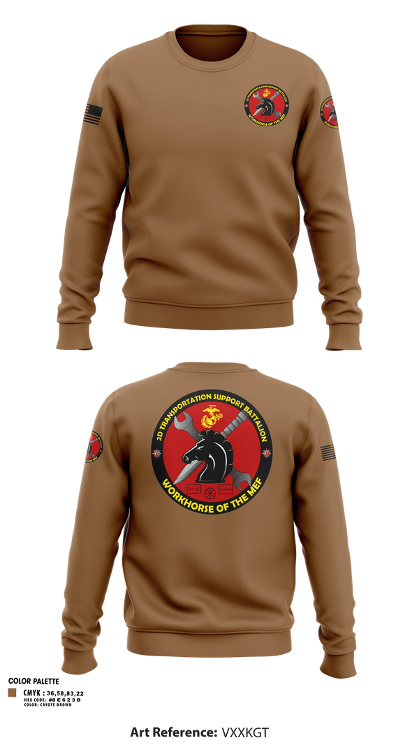 Crew Neck Sweatshirt, 2d Transportation Support Battalion, Marines, Teamtime, Team time, sublimation, custom sports apparel, team uniforms, spirit wear, spiritwear, sports uniforms, custom shirts, team store, custom team store, fundraiser sports, apparel fundraiser