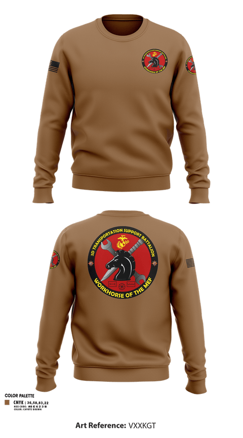 Crew Neck Sweatshirt, 2d Transportation Support Battalion, Marines, Teamtime, Team time, sublimation, custom sports apparel, team uniforms, spirit wear, spiritwear, sports uniforms, custom shirts, team store, custom team store, fundraiser sports, apparel fundraiser
