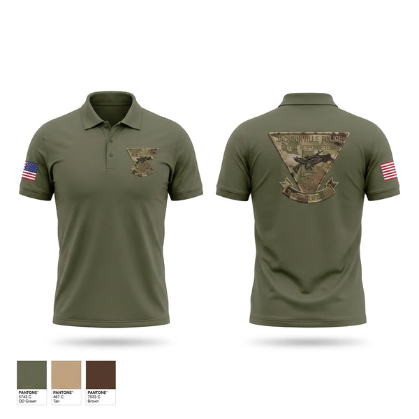 Short Sleeve Performance Polo, Jacksonville Police SRT, Police, Teamtime, Team time, sublimation, custom sports apparel, team uniforms, spirit wear, spiritwear, sports uniforms, custom shirts, team store, custom team store, fundraiser sports, apparel fundraiser