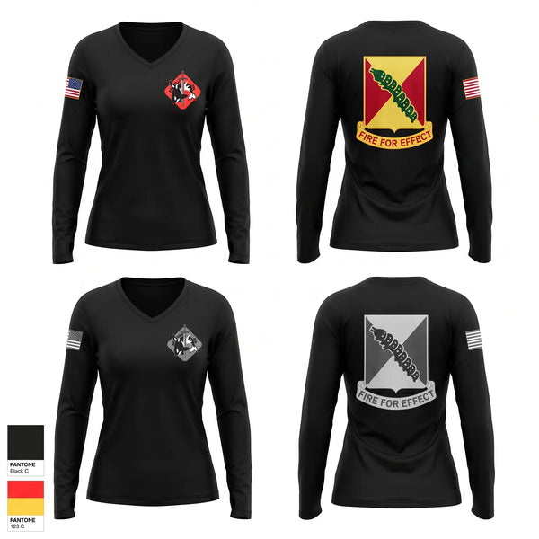 Womens Long Sleeve Vneck Shirt, HHB 1-51 HAVOC, Army, Teamtime, Team time, sublimation, custom sports apparel, team uniforms, spirit wear, spiritwear, sports uniforms, custom shirts, team store, custom team store, fundraiser sports, apparel fundraiser