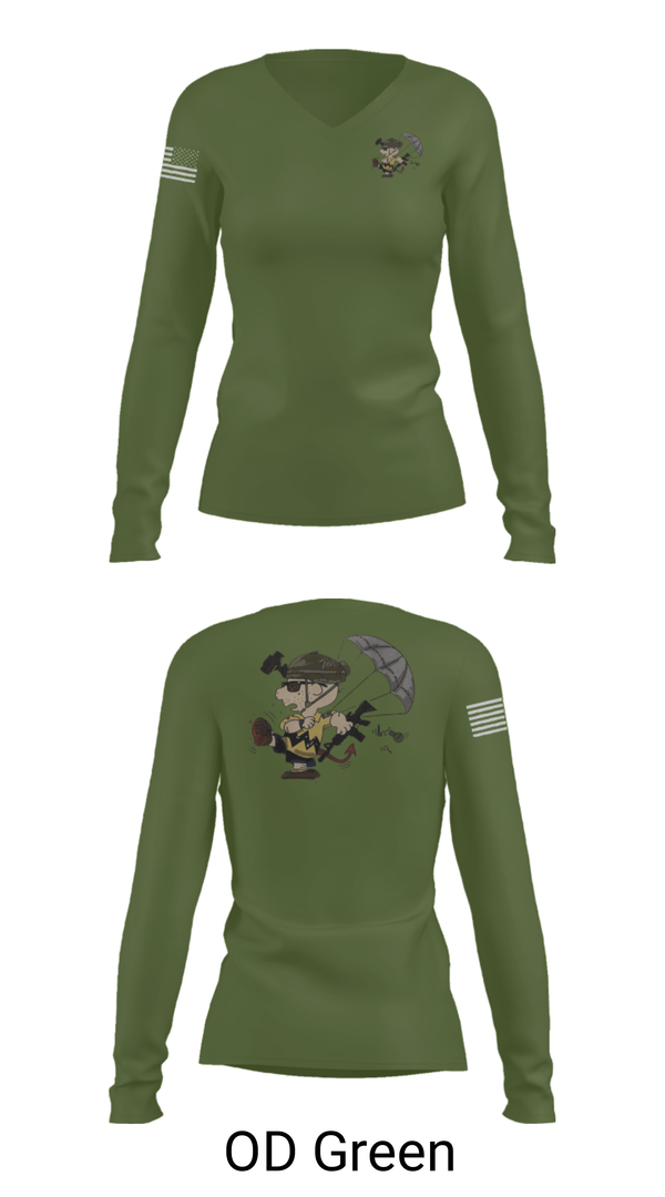 Women's Long Sleeve Vneck Shirt, 1-508th PIR, Army, Teamtime, Team time, sublimation, custom sports apparel, team uniforms, spirit wear, spiritwear, sports uniforms, custom shirts, team store, custom team store, fundraiser sports, apparel fundraiser