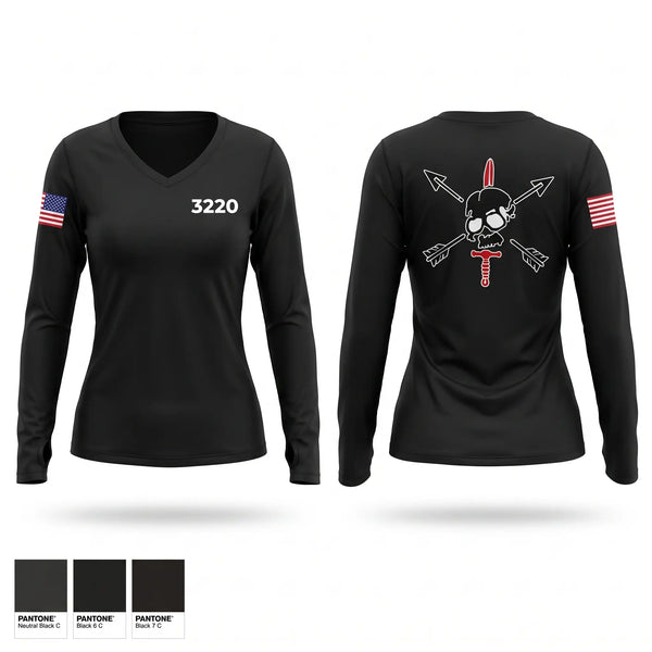 Womens Long Sleeve Vneck Shirt, B/2/3, Army, Teamtime, Team time, sublimation, custom sports apparel, team uniforms, spirit wear, spiritwear, sports uniforms, custom shirts, team store, custom team store, fundraiser sports, apparel fundraiser