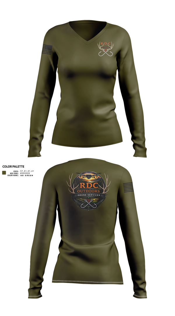 Womens Long Sleeve Vneck Shirt, RDC Outdoors, Police, Teamtime, Team time, sublimation, custom sports apparel, team uniforms, spirit wear, spiritwear, sports uniforms, custom shirts, team store, custom team store, fundraiser sports, apparel fundraiser