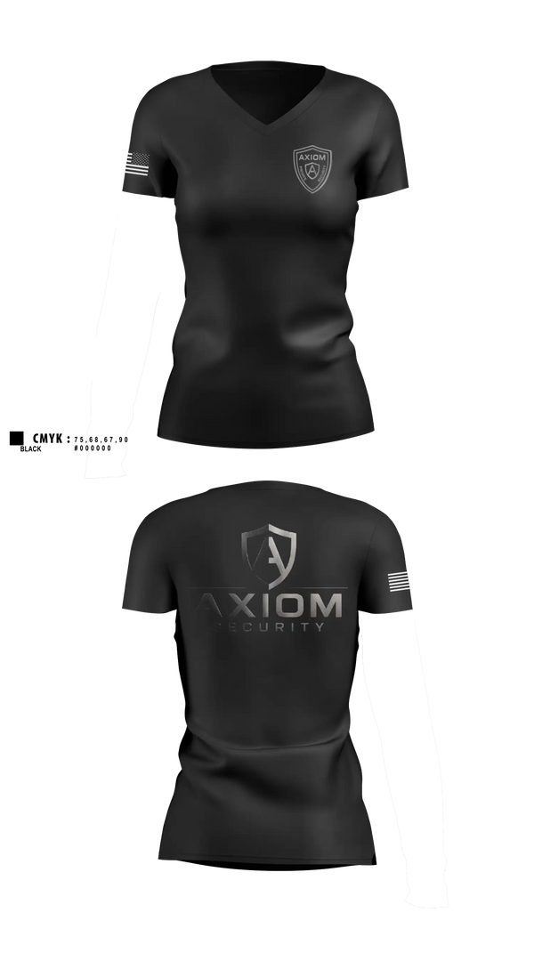 Womens Short Sleeve Vneck Shirt, Axiom Security LLC, , Teamtime, Team time, sublimation, custom sports apparel, team uniforms, spirit wear, spiritwear, sports uniforms, custom shirts, team store, custom team store, fundraiser sports, apparel fundraiser