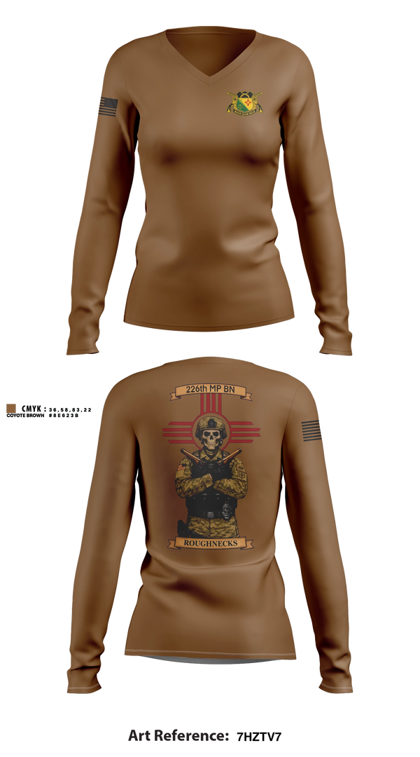 Womens Long Sleeve Vneck Shirt, HHD 226TH MP BN, Army, Teamtime, Team time, sublimation, custom sports apparel, team uniforms, spirit wear, spiritwear, sports uniforms, custom shirts, team store, custom team store, fundraiser sports, apparel fundraiser