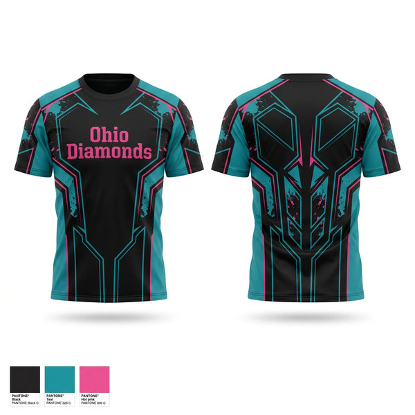 Soft Poly Tee Cotton Like Feel, Ohio Diamonds, Softball, Teamtime, Team time, sublimation, custom sports apparel, team uniforms, spirit wear, spiritwear, sports uniforms, custom shirts, team store, custom team store, fundraiser sports, apparel fundraiser