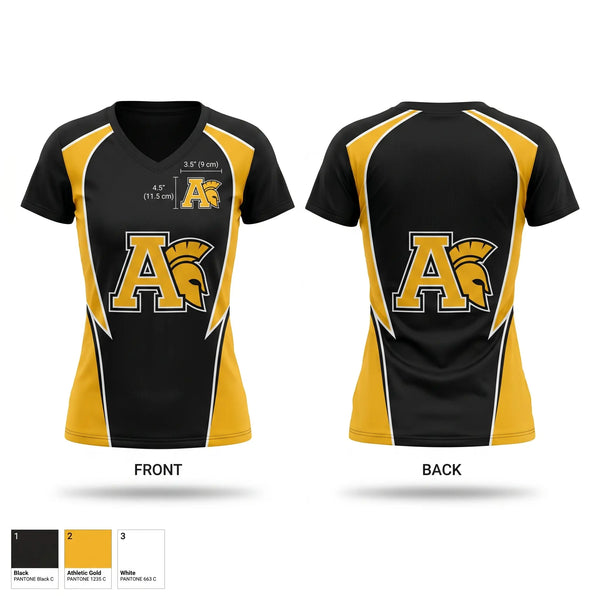 Womens Short Sleeve Vneck Shirt, Amity Spartans, Cheer, Teamtime, Team time, sublimation, custom sports apparel, team uniforms, spirit wear, spiritwear, sports uniforms, custom shirts, team store, custom team store, fundraiser sports, apparel fundraiser