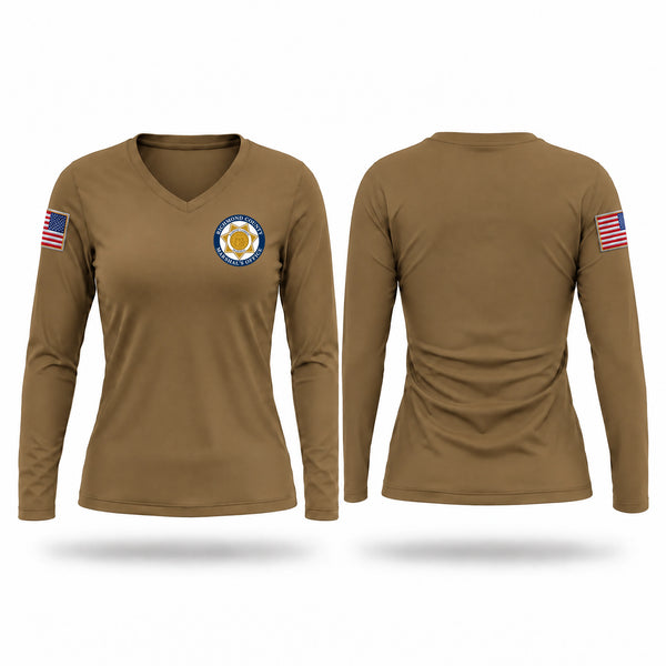 Womens Long Sleeve Vneck Shirt, Richmond County Marshal's Office, Police, Teamtime, Team time, sublimation, custom sports apparel, team uniforms, spirit wear, spiritwear, sports uniforms, custom shirts, team store, custom team store, fundraiser sports, apparel fundraiser