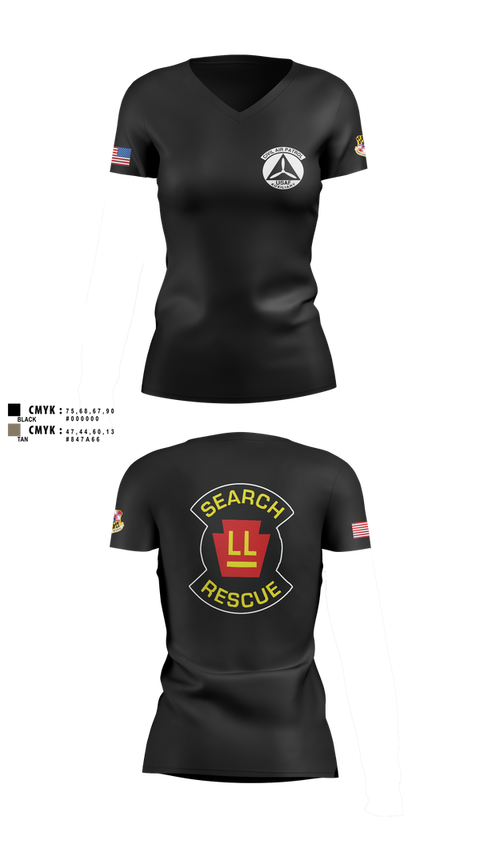Womens Short Sleeve Vneck Shirt, Wicomico Composite Squadron, Air Force, Teamtime, Team time, sublimation, custom sports apparel, team uniforms, spirit wear, spiritwear, sports uniforms, custom shirts, team store, custom team store, fundraiser sports, apparel fundraiser