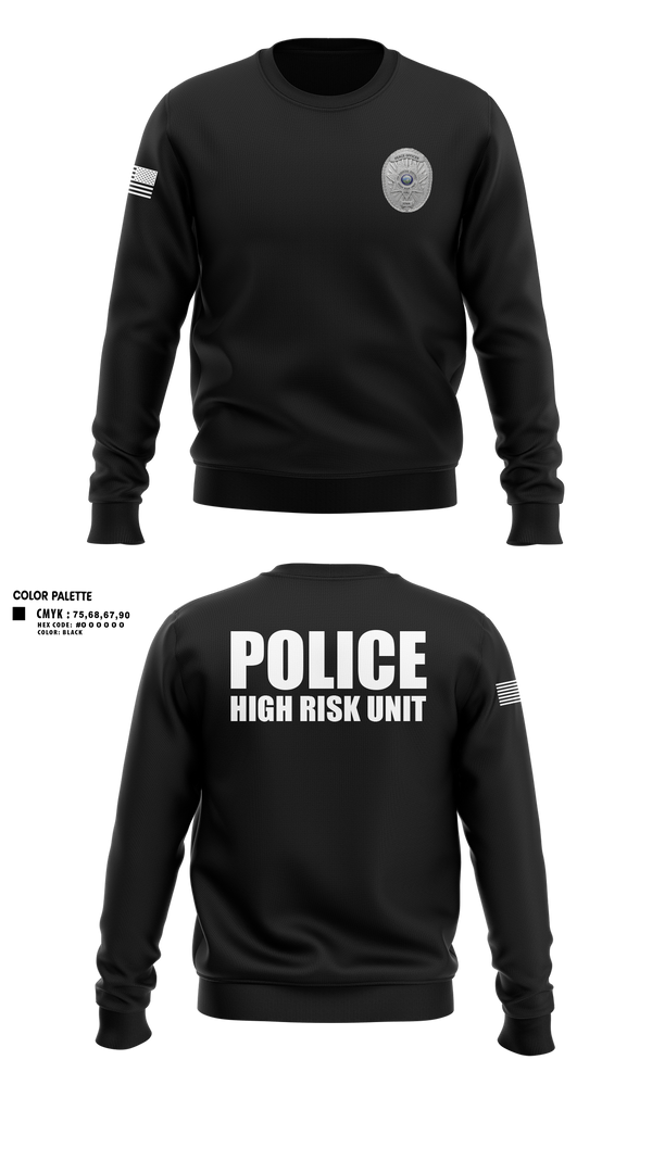 Crew Neck Sweatshirt, Police High Risk Unit, Police, Teamtime, Team time, sublimation, custom sports apparel, team uniforms, spirit wear, spiritwear, sports uniforms, custom shirts, team store, custom team store, fundraiser sports, apparel fundraiser