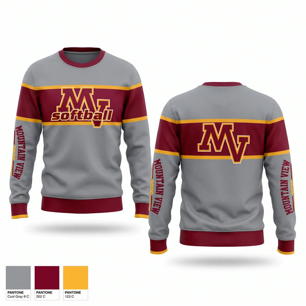 Crew Neck Sweatshirt, Mountain View Bruins, Softball, Teamtime, Team time, sublimation, custom sports apparel, team uniforms, spirit wear, spiritwear, sports uniforms, custom shirts, team store, custom team store, fundraiser sports, apparel fundraiser