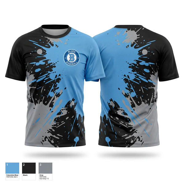 Soft Poly Tee Cotton Like Feel, Blues, Baseball, Teamtime, Team time, sublimation, custom sports apparel, team uniforms, spirit wear, spiritwear, sports uniforms, custom shirts, team store, custom team store, fundraiser sports, apparel fundraiser