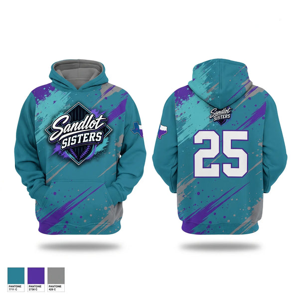 Hoodie, Sandlot Sisters, Softball, Teamtime, Team time, sublimation, custom sports apparel, team uniforms, spirit wear, spiritwear, sports uniforms, custom shirts, team store, custom team store, fundraiser sports, apparel fundraiser