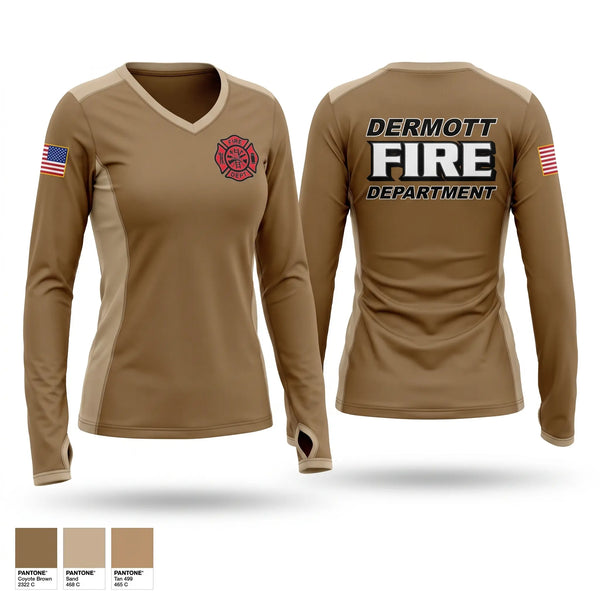 Womens Long Sleeve Vneck Shirt, Dermott Fire Department, Fire Department, Teamtime, Team time, sublimation, custom sports apparel, team uniforms, spirit wear, spiritwear, sports uniforms, custom shirts, team store, custom team store, fundraiser sports, apparel fundraiser