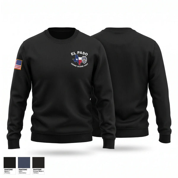 Crew Neck Sweatshirt, El Paso Police Crime Scene Unit, Police, Teamtime, Team time, sublimation, custom sports apparel, team uniforms, spirit wear, spiritwear, sports uniforms, custom shirts, team store, custom team store, fundraiser sports, apparel fundraiser