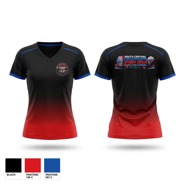 Womens Short Sleeve Vneck Shirt, South central Mississippi storm chasers, , Teamtime, Team time, sublimation, custom sports apparel, team uniforms, spirit wear, spiritwear, sports uniforms, custom shirts, team store, custom team store, fundraiser sports, apparel fundraiser