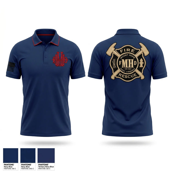 Short Sleeve Performance Polo, Mount Hope Fire Department, Fire Department, Teamtime, Team time, sublimation, custom sports apparel, team uniforms, spirit wear, spiritwear, sports uniforms, custom shirts, team store, custom team store, fundraiser sports, apparel fundraiser