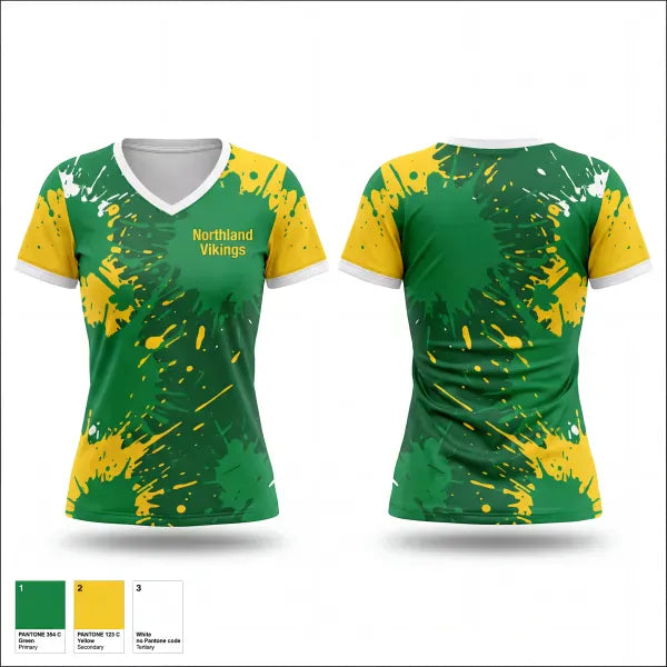Womens Short Sleeve Vneck Shirt, Northland Vikings, Track & Field, Teamtime, Team time, sublimation, custom sports apparel, team uniforms, spirit wear, spiritwear, sports uniforms, custom shirts, team store, custom team store, fundraiser sports, apparel fundraiser
