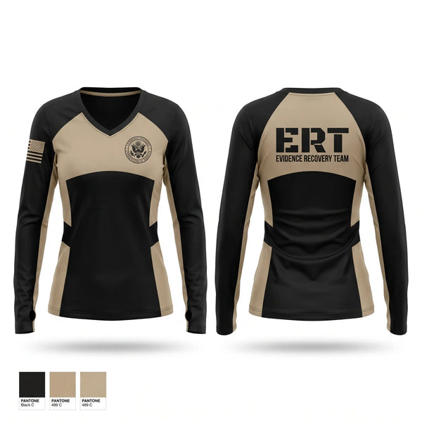 Womens Long Sleeve Vneck Shirt, Evidence Recovery Team, Police, Teamtime, Team time, sublimation, custom sports apparel, team uniforms, spirit wear, spiritwear, sports uniforms, custom shirts, team store, custom team store, fundraiser sports, apparel fundraiser