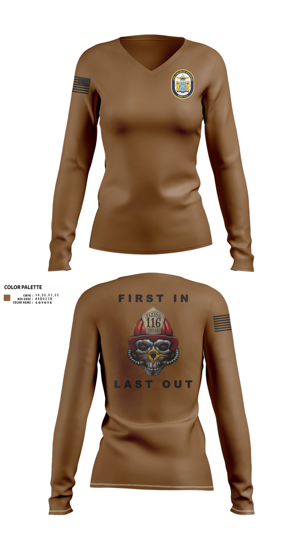 Womens Long Sleeve Vneck Shirt, Flying Squad DDG116, Navy, Teamtime, Team time, sublimation, custom sports apparel, team uniforms, spirit wear, spiritwear, sports uniforms, custom shirts, team store, custom team store, fundraiser sports, apparel fundraiser