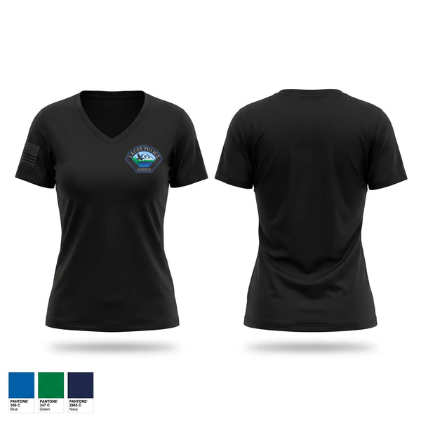 Womens Short Sleeve Vneck Shirt, Gold Graves, Police, Teamtime, Team time, sublimation, custom sports apparel, team uniforms, spirit wear, spiritwear, sports uniforms, custom shirts, team store, custom team store, fundraiser sports, apparel fundraiser