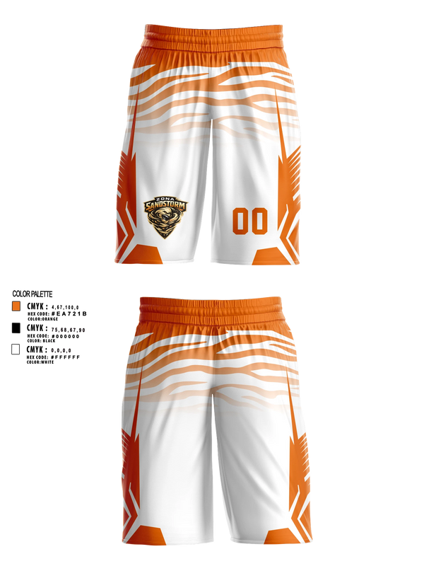 Mens Basketball Shorts, Zona Sandstorm, Men's Basketball, Teamtime, Team time, sublimation, custom sports apparel, team uniforms, spirit wear, spiritwear, sports uniforms, custom shirts, team store, custom team store, fundraiser sports, apparel fundraiser