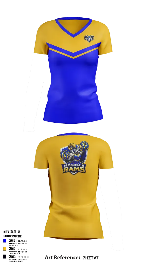 Womens Short Sleeve Vneck Shirt, Memphis Rams, , Teamtime, Team time, sublimation, custom sports apparel, team uniforms, spirit wear, spiritwear, sports uniforms, custom shirts, team store, custom team store, fundraiser sports, apparel fundraiser