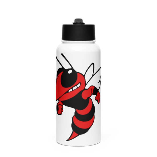 Crystal City High School Hornets Basketball Stainless Steel Water Bottle with a Straw Lid