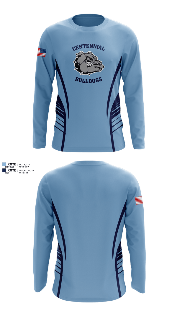 Long Sleeve Performance Shirt, Centennial Bulldogs, Marines, Teamtime, Team time, sublimation, custom sports apparel, team uniforms, spirit wear, spiritwear, sports uniforms, custom shirts, team store, custom team store, fundraiser sports, apparel fundraiser