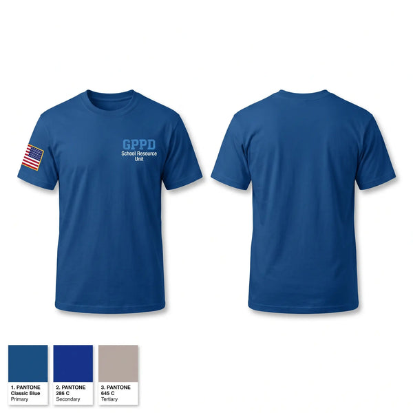 Old School Cotton Feel Shirt, GPPD School Resource Unit, Police, Teamtime, Team time, sublimation, custom sports apparel, team uniforms, spirit wear, spiritwear, sports uniforms, custom shirts, team store, custom team store, fundraiser sports, apparel fundraiser