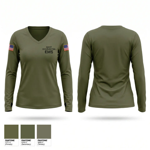 Womens Long Sleeve Vneck Shirt, west charleston EMS, EMS/EMT, Teamtime, Team time, sublimation, custom sports apparel, team uniforms, spirit wear, spiritwear, sports uniforms, custom shirts, team store, custom team store, fundraiser sports, apparel fundraiser