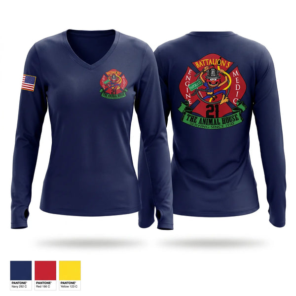 Womens Long Sleeve Vneck Shirt, The animal house, Fire Department, Teamtime, Team time, sublimation, custom sports apparel, team uniforms, spirit wear, spiritwear, sports uniforms, custom shirts, team store, custom team store, fundraiser sports, apparel fundraiser