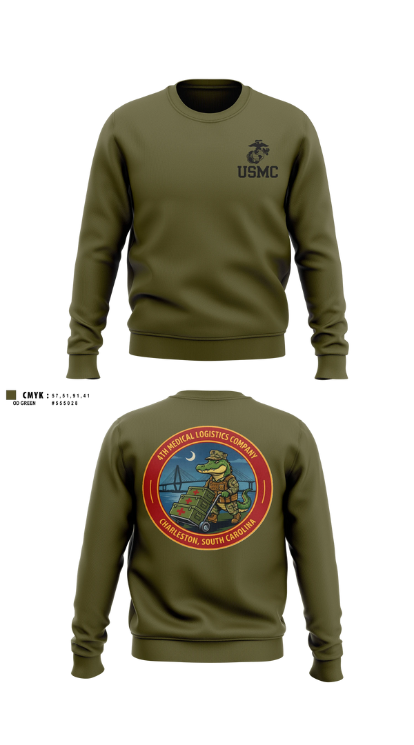 Crew Neck Sweatshirt, 4th Medical Logistics Company, Marines, Teamtime, Team time, sublimation, custom sports apparel, team uniforms, spirit wear, spiritwear, sports uniforms, custom shirts, team store, custom team store, fundraiser sports, apparel fundraiser