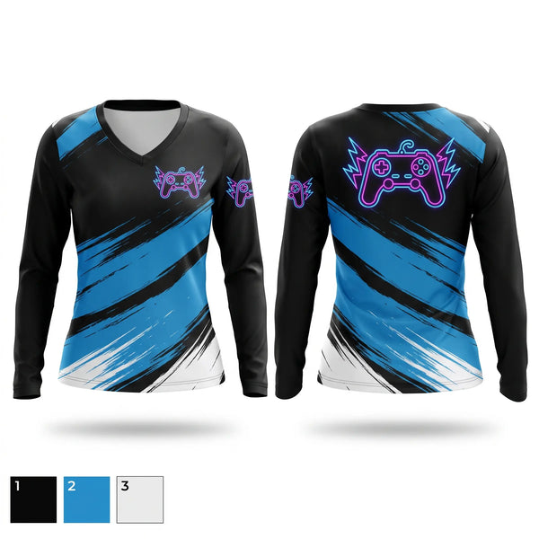 Womens Long Sleeve Vneck Shirt, nexus, , Teamtime, Team time, sublimation, custom sports apparel, team uniforms, spirit wear, spiritwear, sports uniforms, custom shirts, team store, custom team store, fundraiser sports, apparel fundraiser