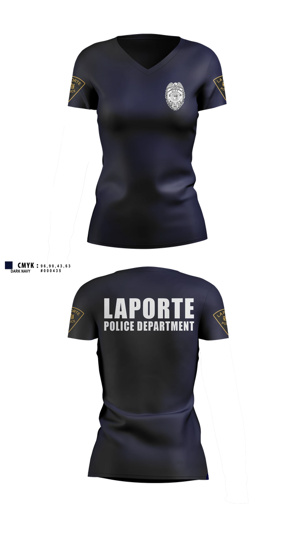 Womens Short Sleeve Vneck Shirt, City of LaPorte Police Department, Police, Teamtime, Team time, sublimation, custom sports apparel, team uniforms, spirit wear, spiritwear, sports uniforms, custom shirts, team store, custom team store, fundraiser sports, apparel fundraiser