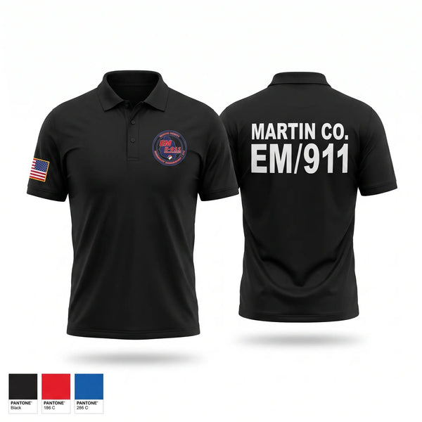 Short Sleeve Performance Polo, Martin co EM/911, Fire Department, Teamtime, Team time, sublimation, custom sports apparel, team uniforms, spirit wear, spiritwear, sports uniforms, custom shirts, team store, custom team store, fundraiser sports, apparel fundraiser
