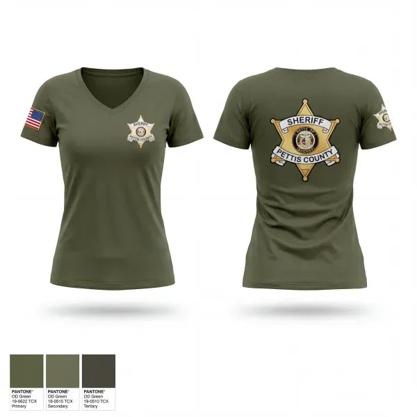Womens Short Sleeve Vneck Shirt, Pettis County Sherrifs Office, Police, Teamtime, Team time, sublimation, custom sports apparel, team uniforms, spirit wear, spiritwear, sports uniforms, custom shirts, team store, custom team store, fundraiser sports, apparel fundraiser