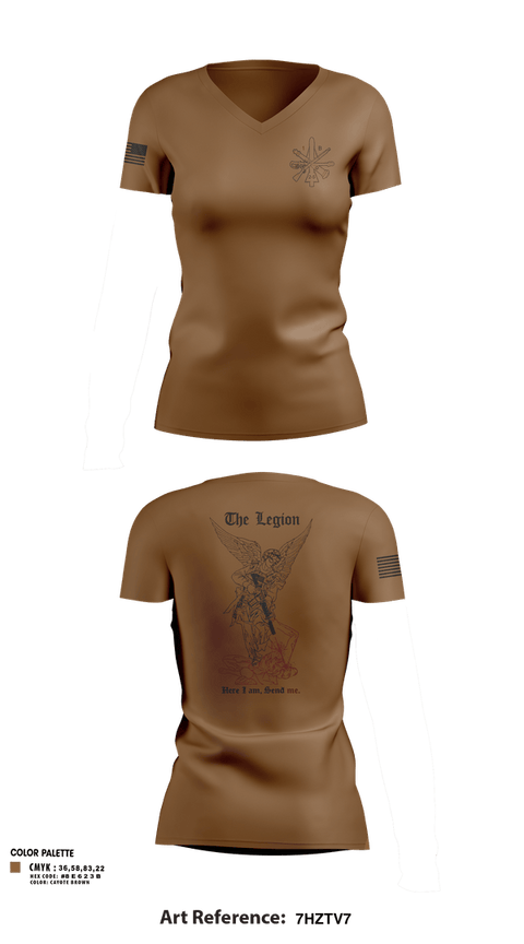 Womens Short Sleeve Vneck Shirt, The Legion / B CO / 2-5 CAV, Army, Teamtime, Team time, sublimation, custom sports apparel, team uniforms, spirit wear, spiritwear, sports uniforms, custom shirts, team store, custom team store, fundraiser sports, apparel fundraiser