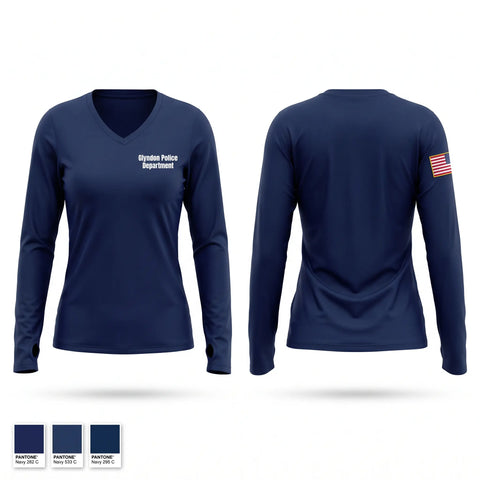 Womens Long Sleeve Vneck Shirt, Glyndon Police Department, Police, Teamtime, Team time, sublimation, custom sports apparel, team uniforms, spirit wear, spiritwear, sports uniforms, custom shirts, team store, custom team store, fundraiser sports, apparel fundraiser