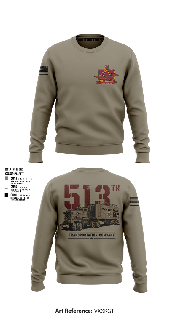 Crew Neck Sweatshirt, 513th Transportation Company, Army, Teamtime, Team time, sublimation, custom sports apparel, team uniforms, spirit wear, spiritwear, sports uniforms, custom shirts, team store, custom team store, fundraiser sports, apparel fundraiser