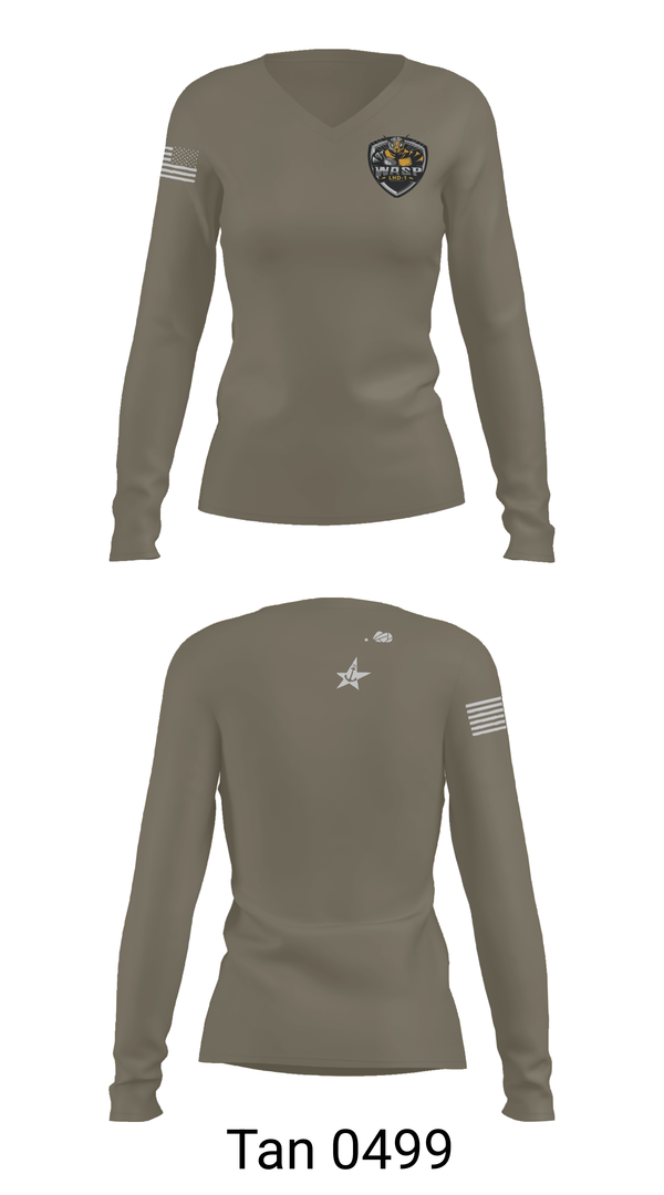 Womens Long Sleeve Vneck Shirt, USS WASP, , Teamtime, Team time, sublimation, custom sports apparel, team uniforms, spirit wear, spiritwear, sports uniforms, custom shirts, team store, custom team store, fundraiser sports, apparel fundraiser