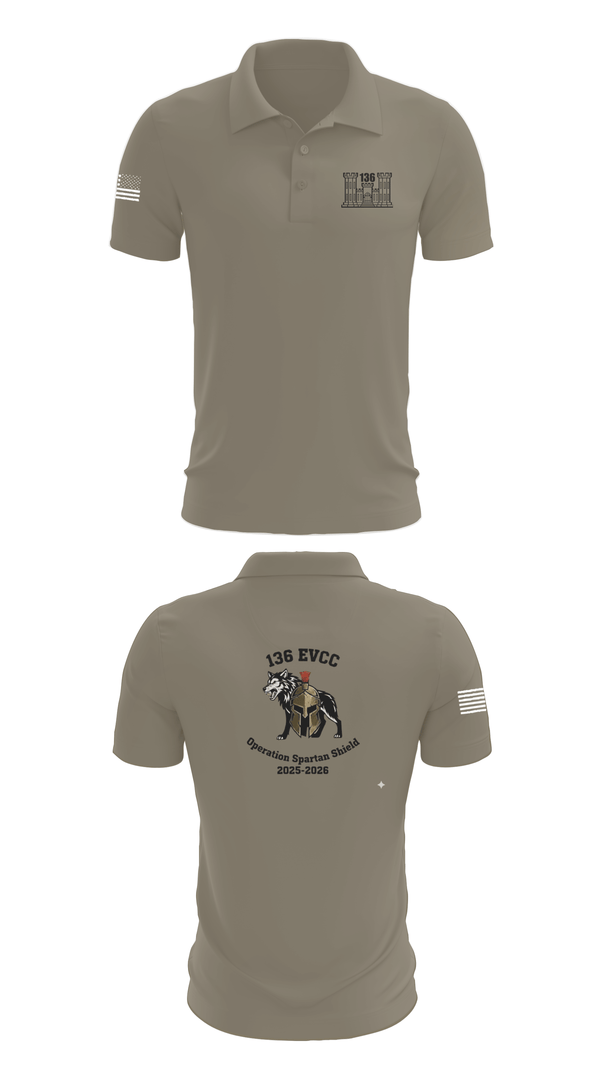 Short Sleeve Performance Polo, 136 EVCC, Army, Teamtime, Team time, sublimation, custom sports apparel, team uniforms, spirit wear, spiritwear, sports uniforms, custom shirts, team store, custom team store, fundraiser sports, apparel fundraiser