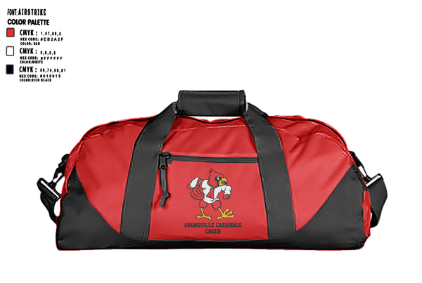 Duffle Bag, Adamsville Cardinals Cheer, Cheer, Teamtime, Team time, sublimation, custom sports apparel, team uniforms, spirit wear, spiritwear, sports uniforms, custom shirts, team store, custom team store, fundraiser sports, apparel fundraiser