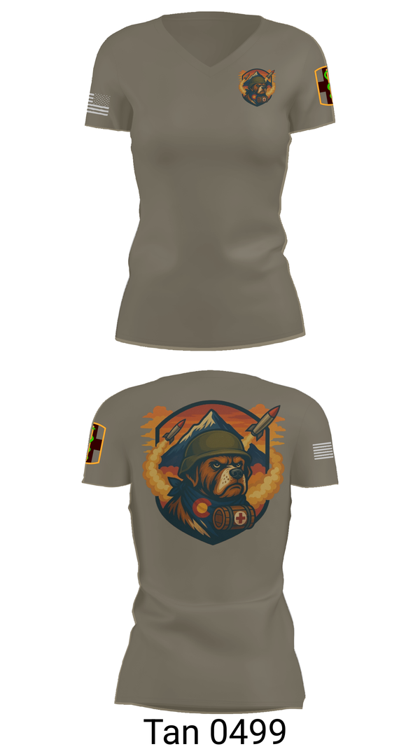 Womens Short Sleeve Vneck Shirt, 10th Field Hospital (FWD), , Teamtime, Team time, sublimation, custom sports apparel, team uniforms, spirit wear, spiritwear, sports uniforms, custom shirts, team store, custom team store, fundraiser sports, apparel fundraiser