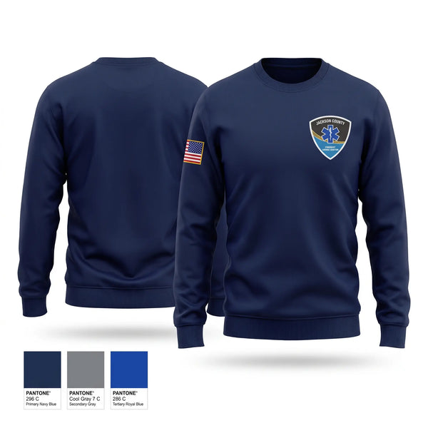 Crew Neck Sweatshirt, Jackson county ems, EMS/EMT, Teamtime, Team time, sublimation, custom sports apparel, team uniforms, spirit wear, spiritwear, sports uniforms, custom shirts, team store, custom team store, fundraiser sports, apparel fundraiser