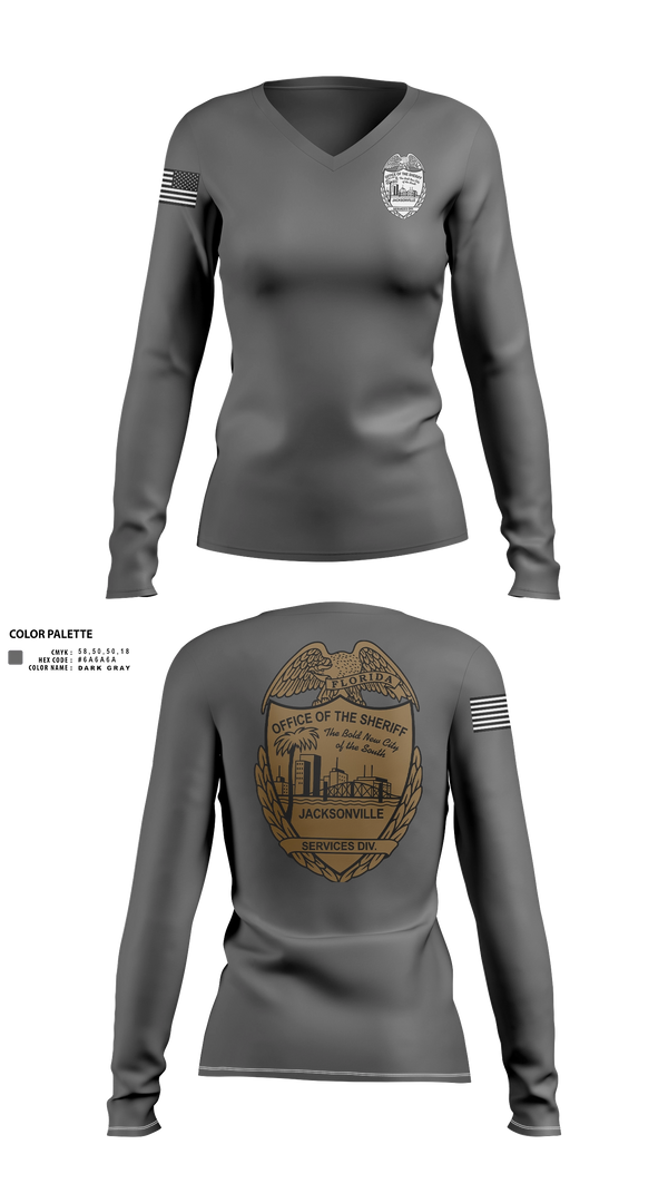 Womens Long Sleeve Vneck Shirt, SERVICES DIV., Police, Teamtime, Team time, sublimation, custom sports apparel, team uniforms, spirit wear, spiritwear, sports uniforms, custom shirts, team store, custom team store, fundraiser sports, apparel fundraiser