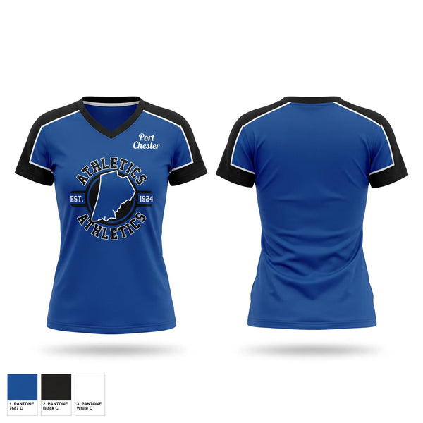 Womens Short Sleeve Vneck Shirt, Port Chester, Swimming, Teamtime, Team time, sublimation, custom sports apparel, team uniforms, spirit wear, spiritwear, sports uniforms, custom shirts, team store, custom team store, fundraiser sports, apparel fundraiser