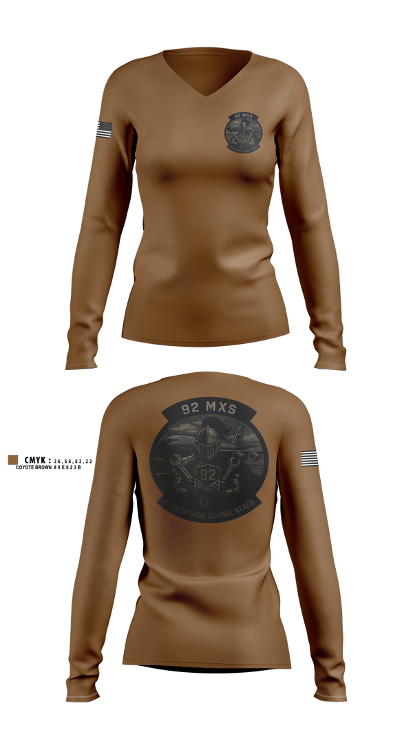 Womens Long Sleeve Vneck Shirt, 92 MXS, Air Force, Teamtime, Team time, sublimation, custom sports apparel, team uniforms, spirit wear, spiritwear, sports uniforms, custom shirts, team store, custom team store, fundraiser sports, apparel fundraiser